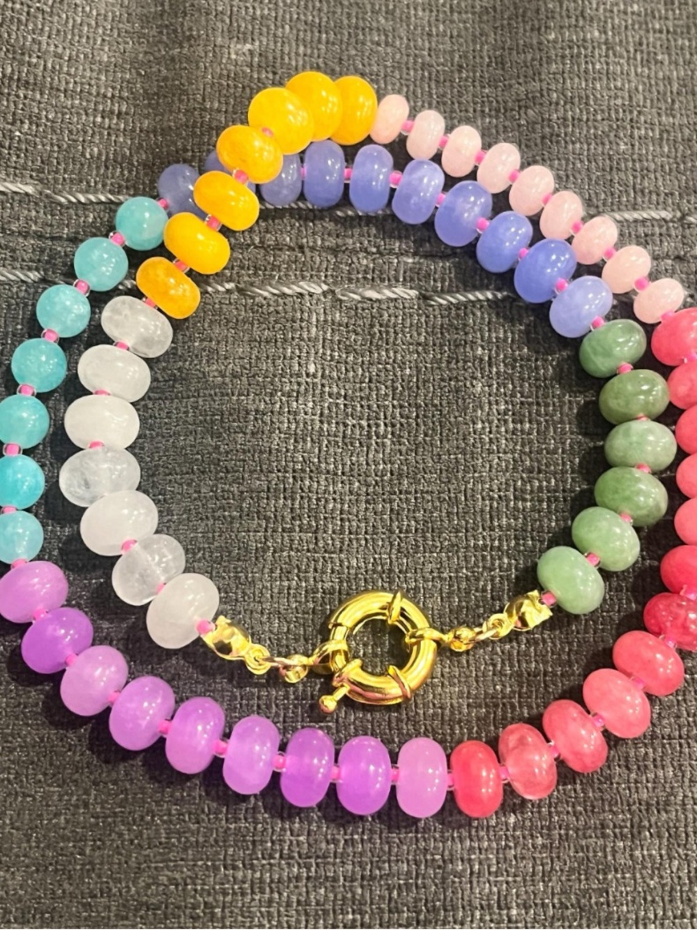 Multi-Color Beaded Stone Necklace- Vibrant Pastel Mix